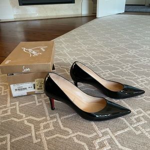 Christian Louboutin black patent leather 70mm pumps, 38.5